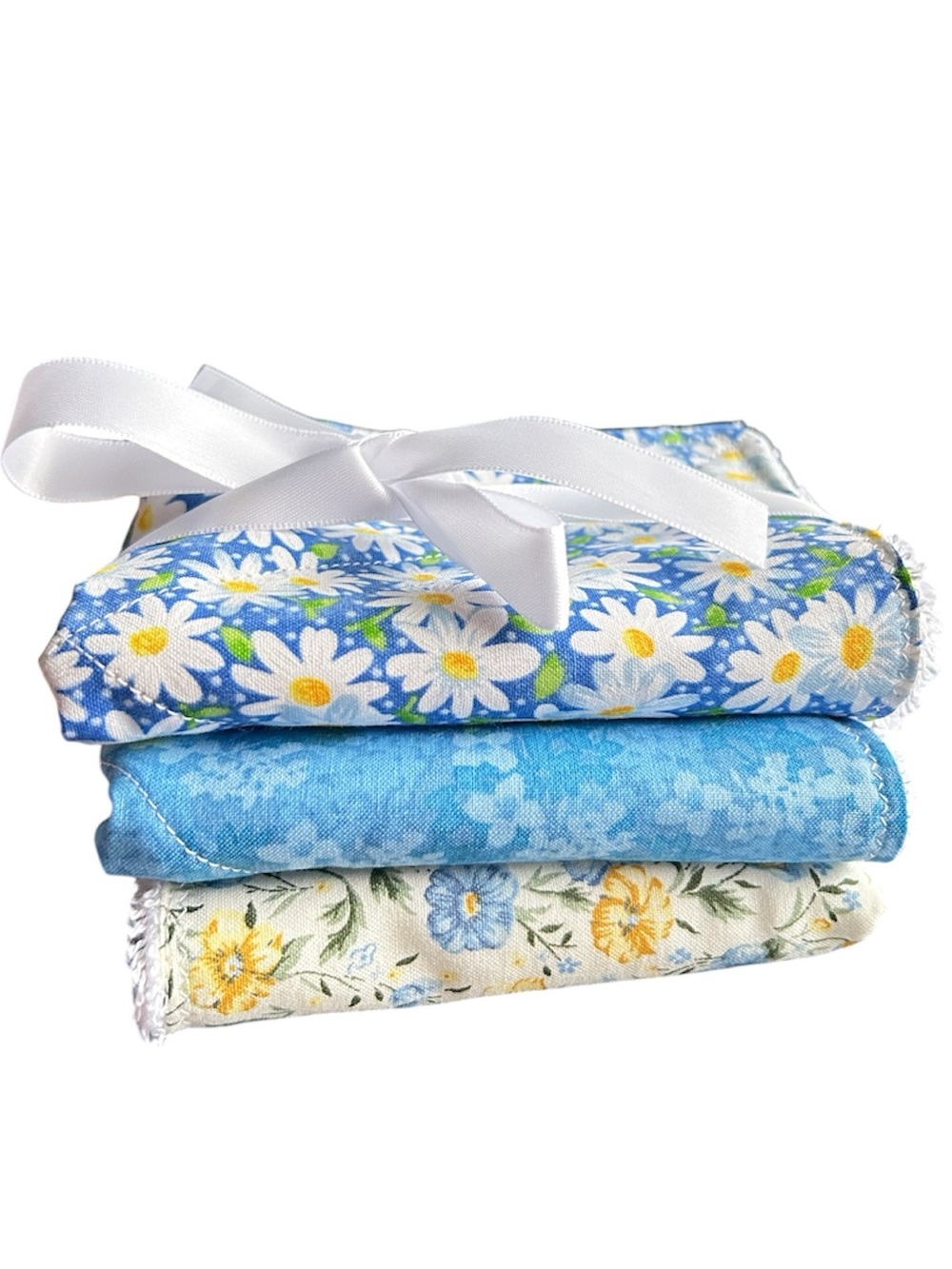 Hand Crafted Floral Soft Luxury Cotton Quilted Wash Cloth Set Eco Friendly Reusa